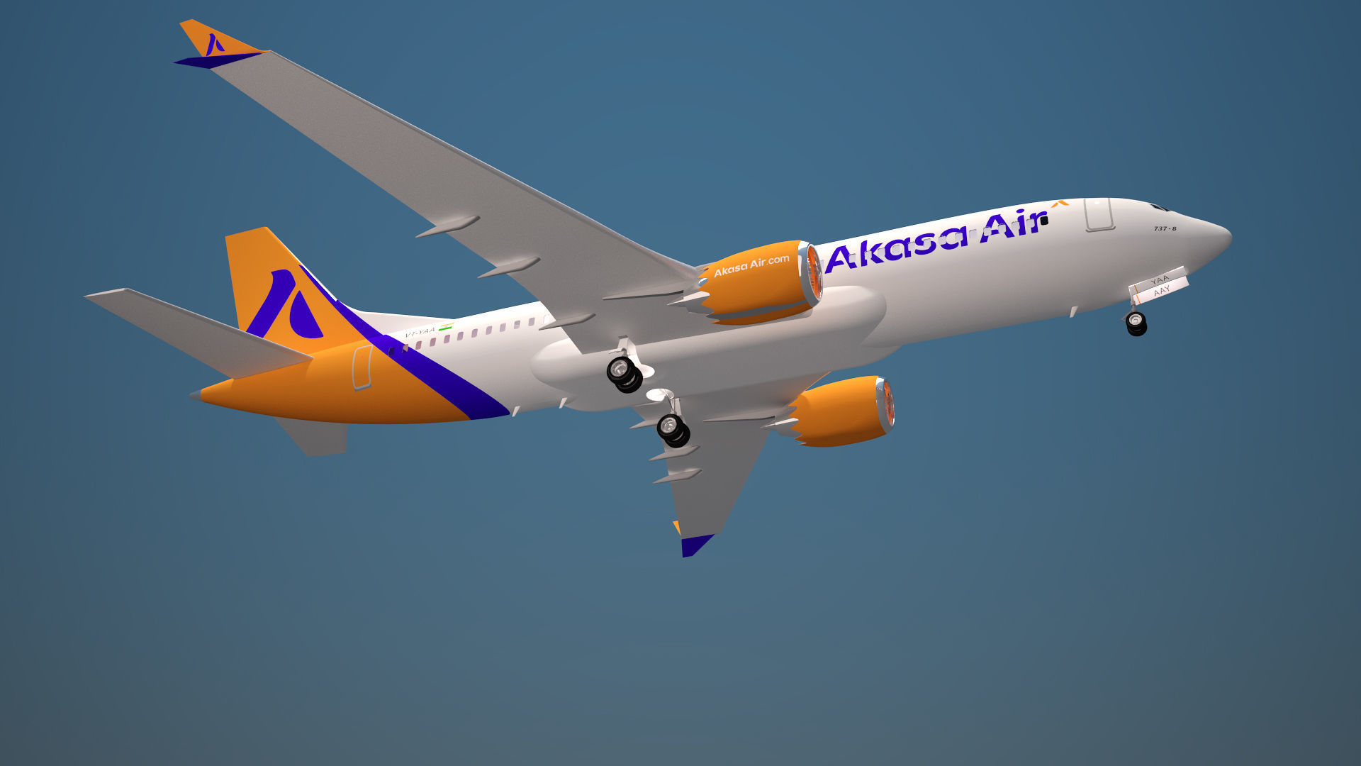 Akasa Air Boeing 737 Max 8 3D model_4