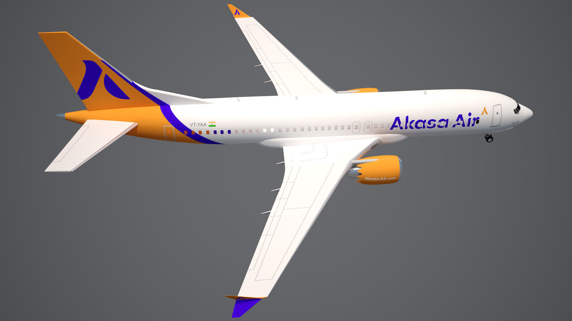 Akasa Air Boeing 737 Max 8 3D model_3