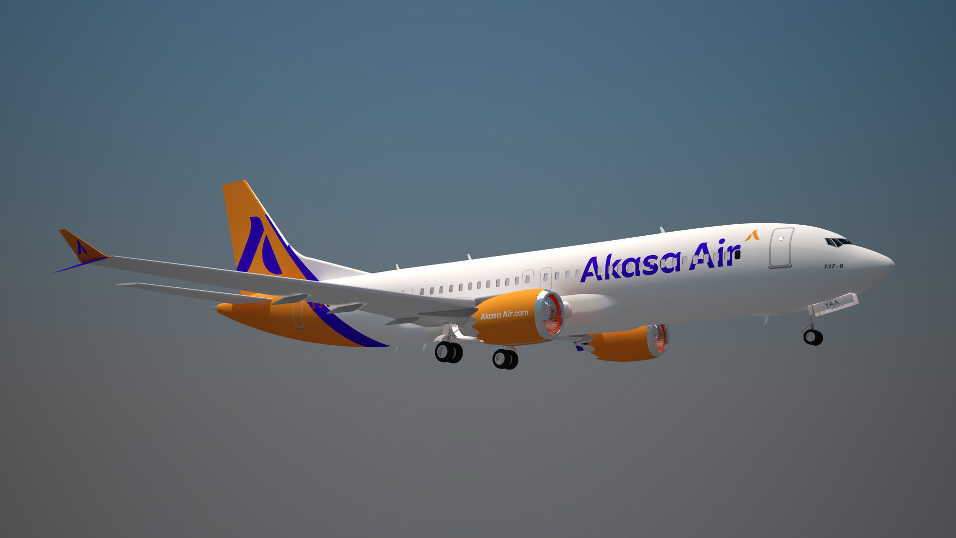 Akasa Air Boeing 737 Max 8 3D model_1