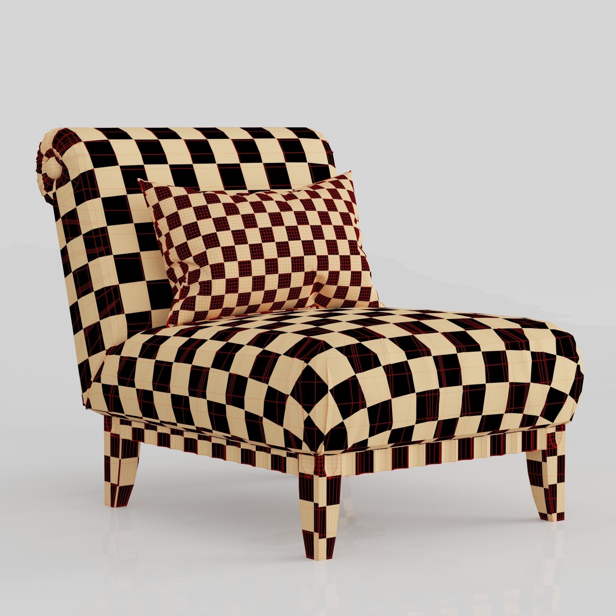 ABSOLUTE lounge chair velvet Low-poly 3D model_1