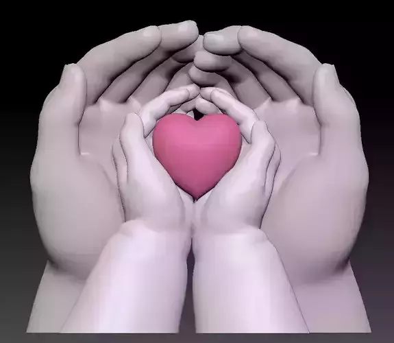 FAMILY HOLDING HANDS WITH HEART 3D print model
