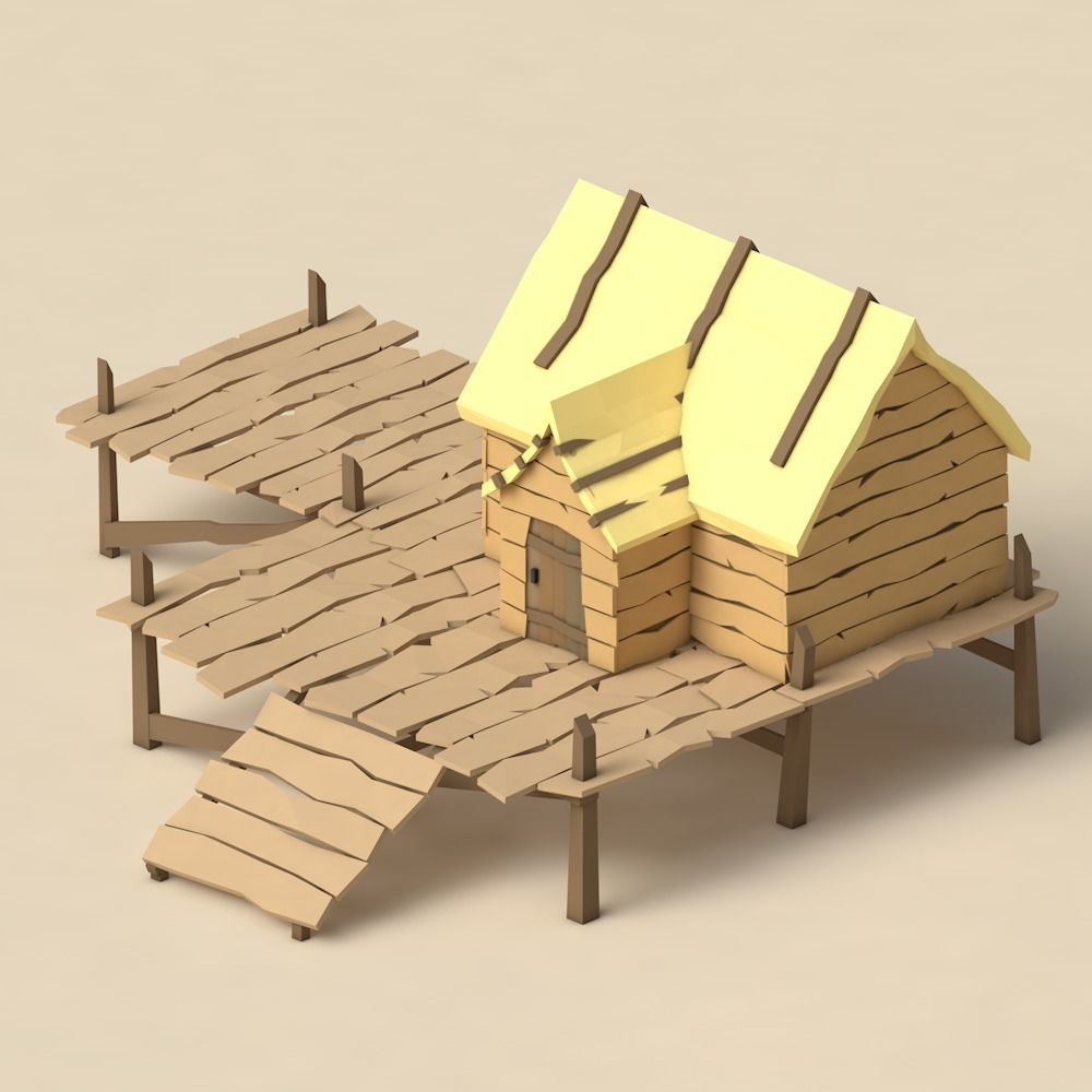 Low Poly Pirate Fisherman Village DLC Asset Pack Low-poly 3D model_16