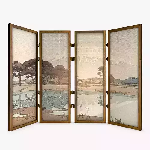 Japanese Shoji Screen Panel Room Divider Low Poly Low-poly 3D model