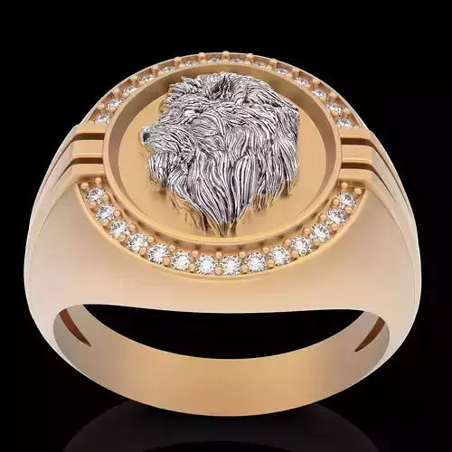 Lion ring  gold jewelry printable 3D model