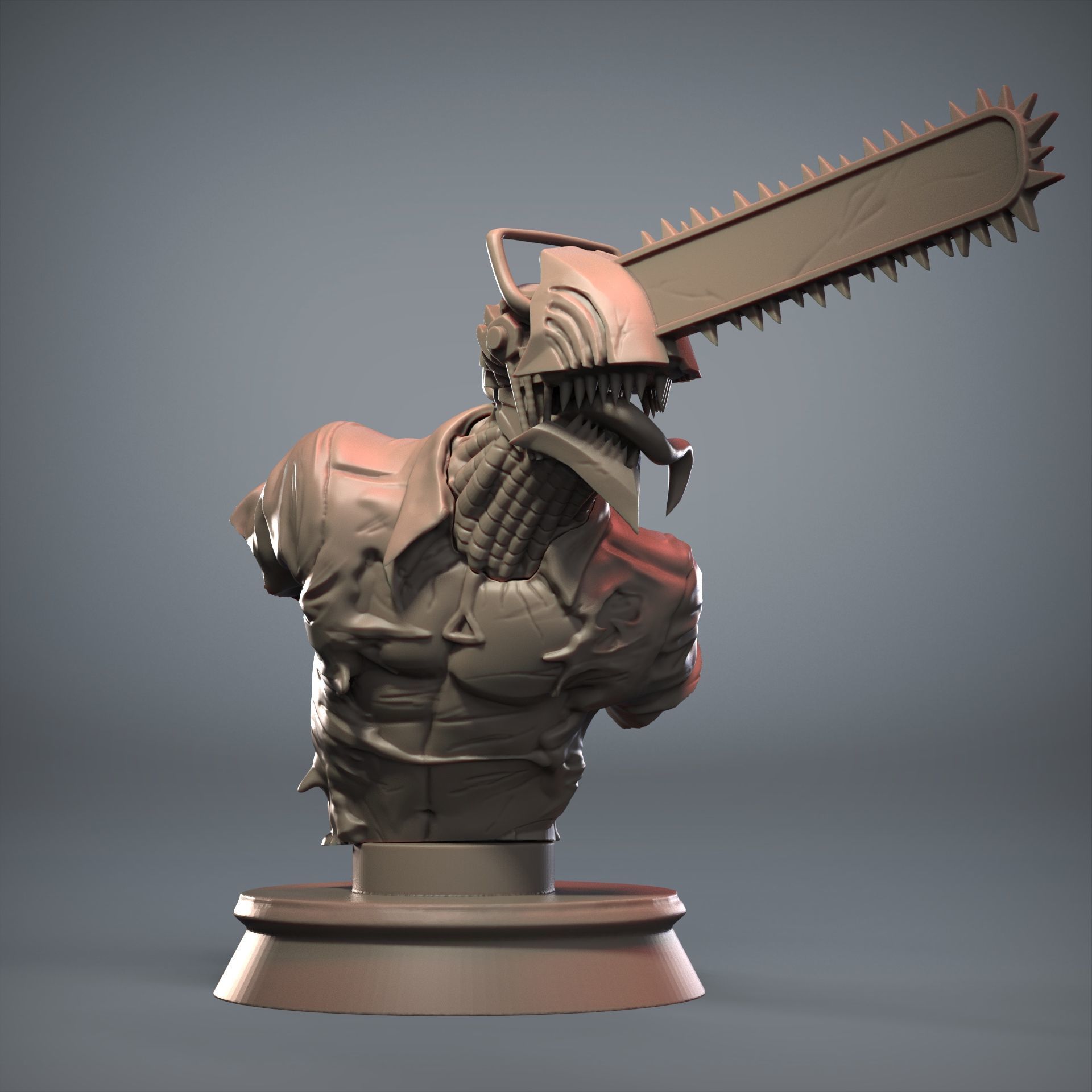 CHAINSAWMAN BUST FOR 3D PRINT 3D print model_3