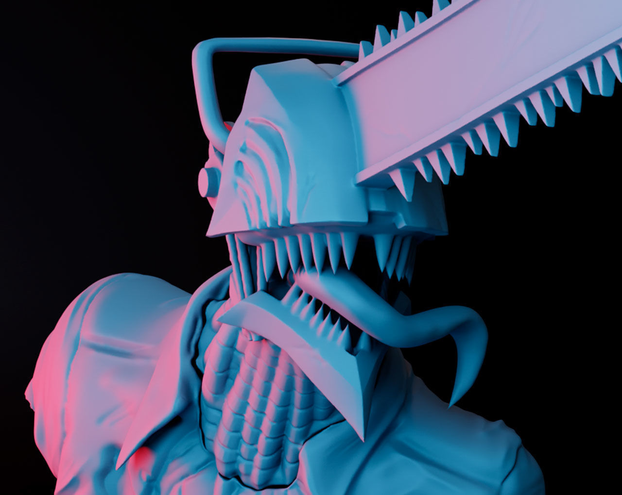 CHAINSAWMAN BUST FOR 3D PRINT 3D print model_6