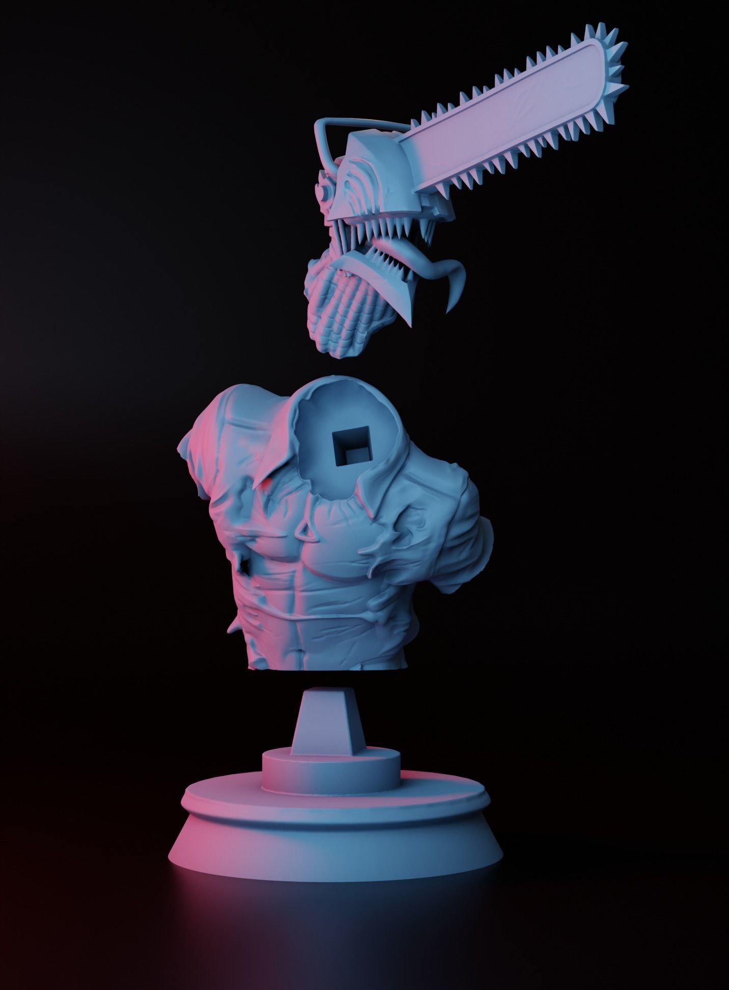 CHAINSAWMAN BUST FOR 3D PRINT 3D print model_5