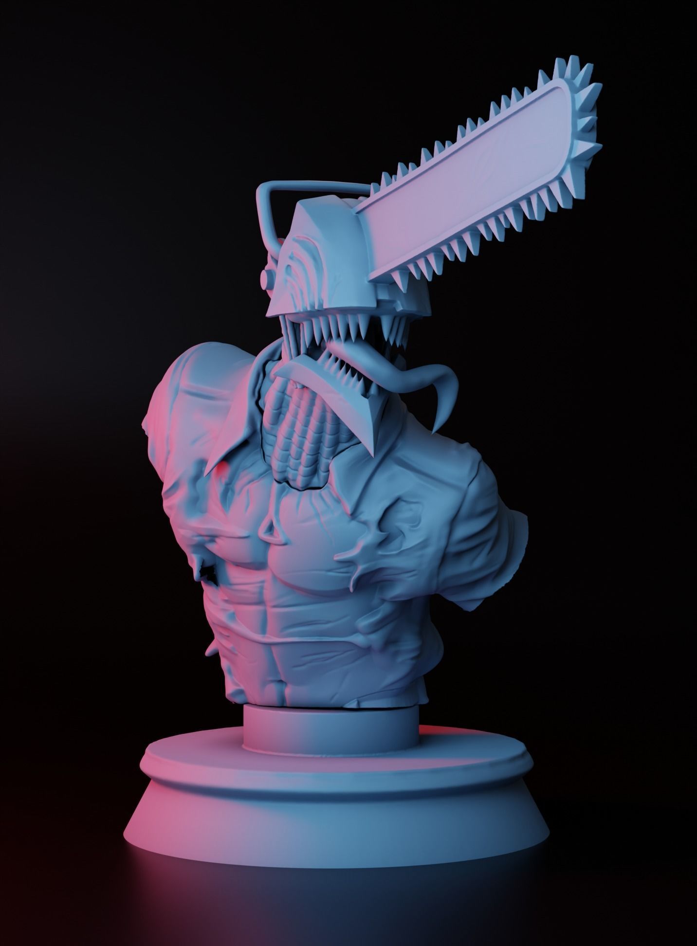 CHAINSAWMAN BUST FOR 3D PRINT 3D print model_7