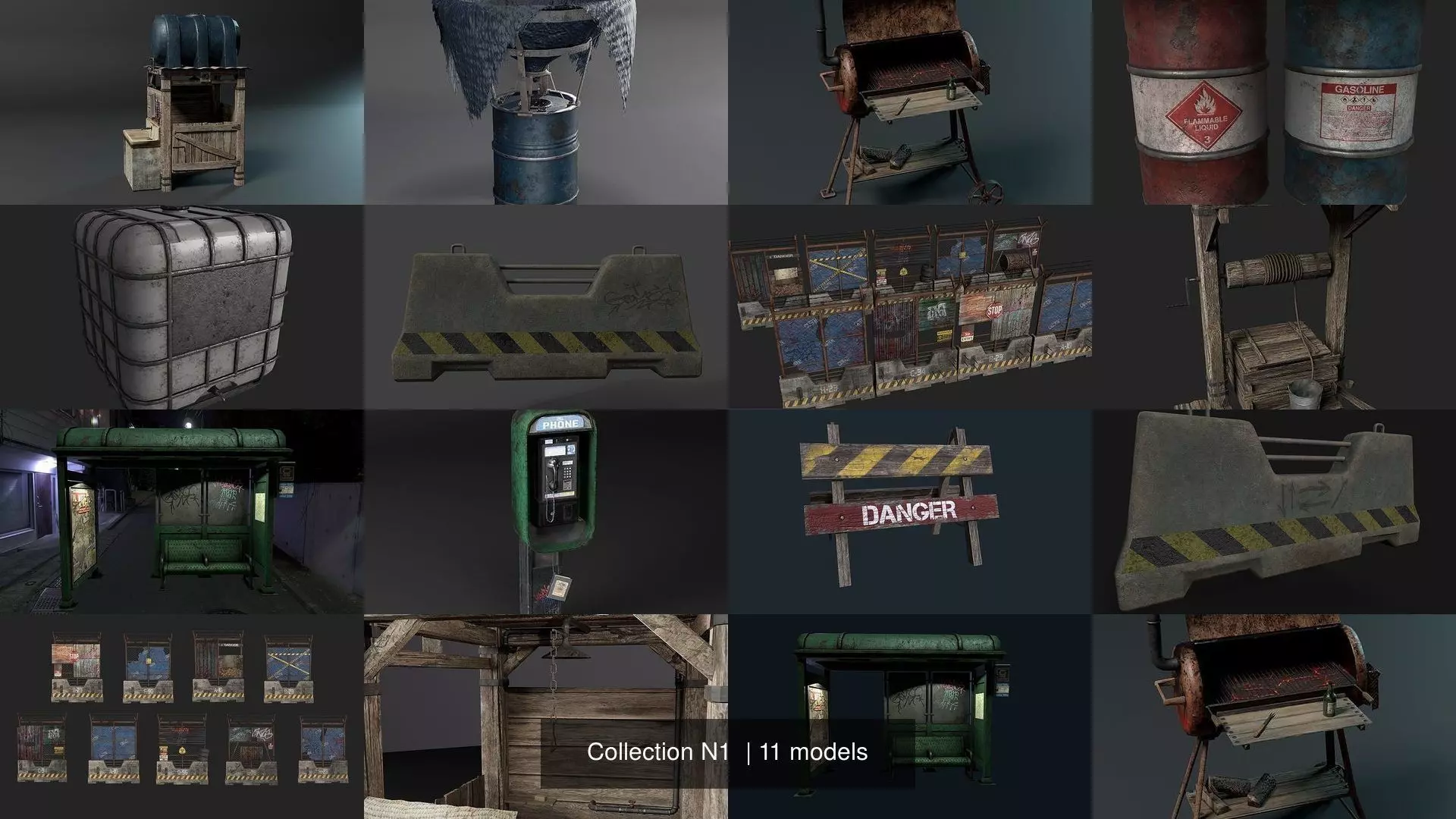 Collection N1 old water tower with barrel on top _0