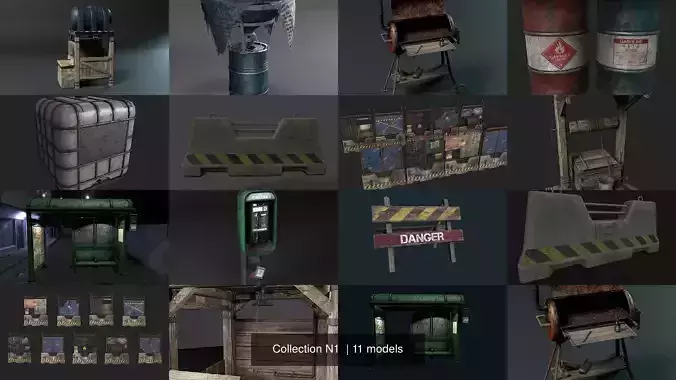 Collection N1 old water tower with barrel on top 