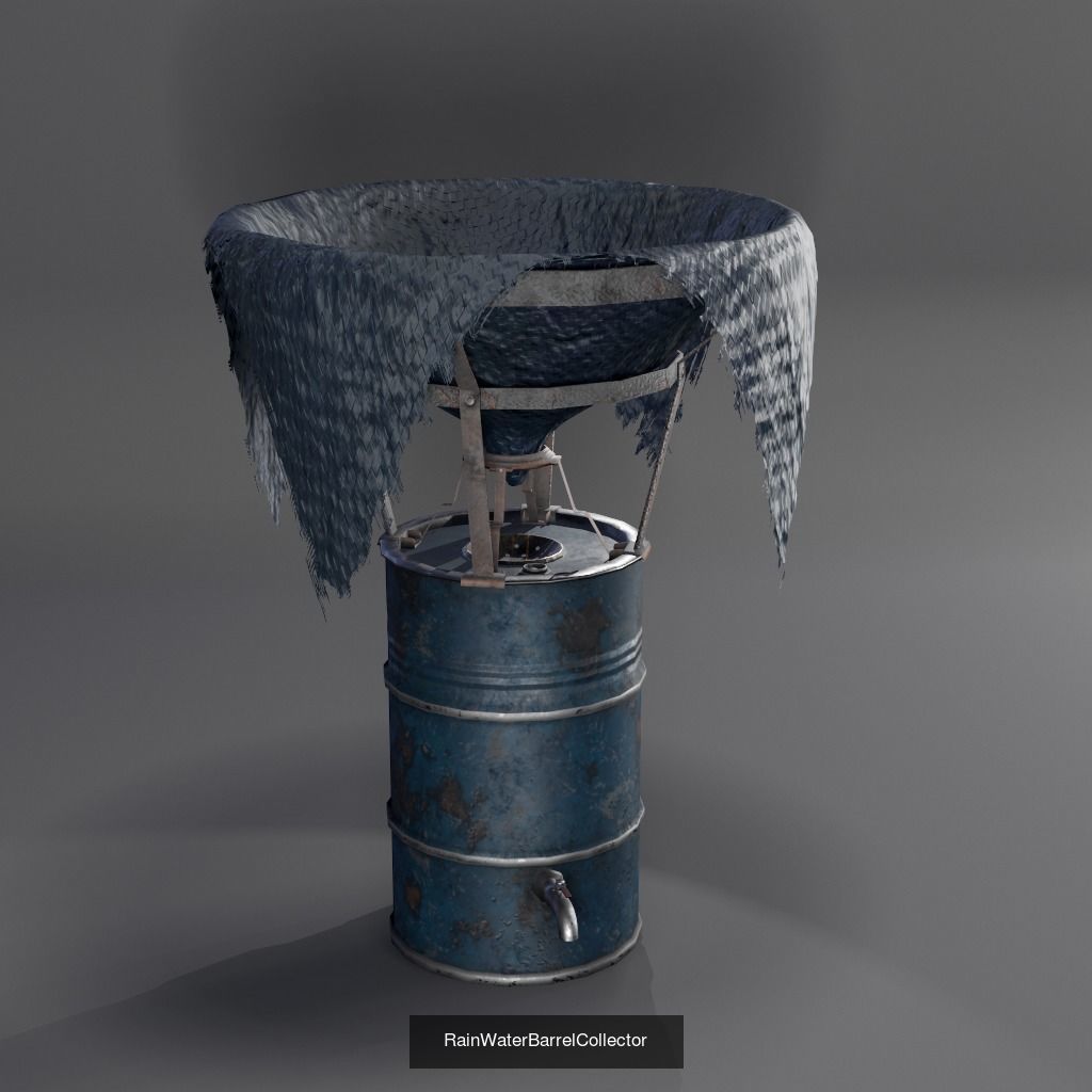 Collection N1 old water tower with barrel on top _2