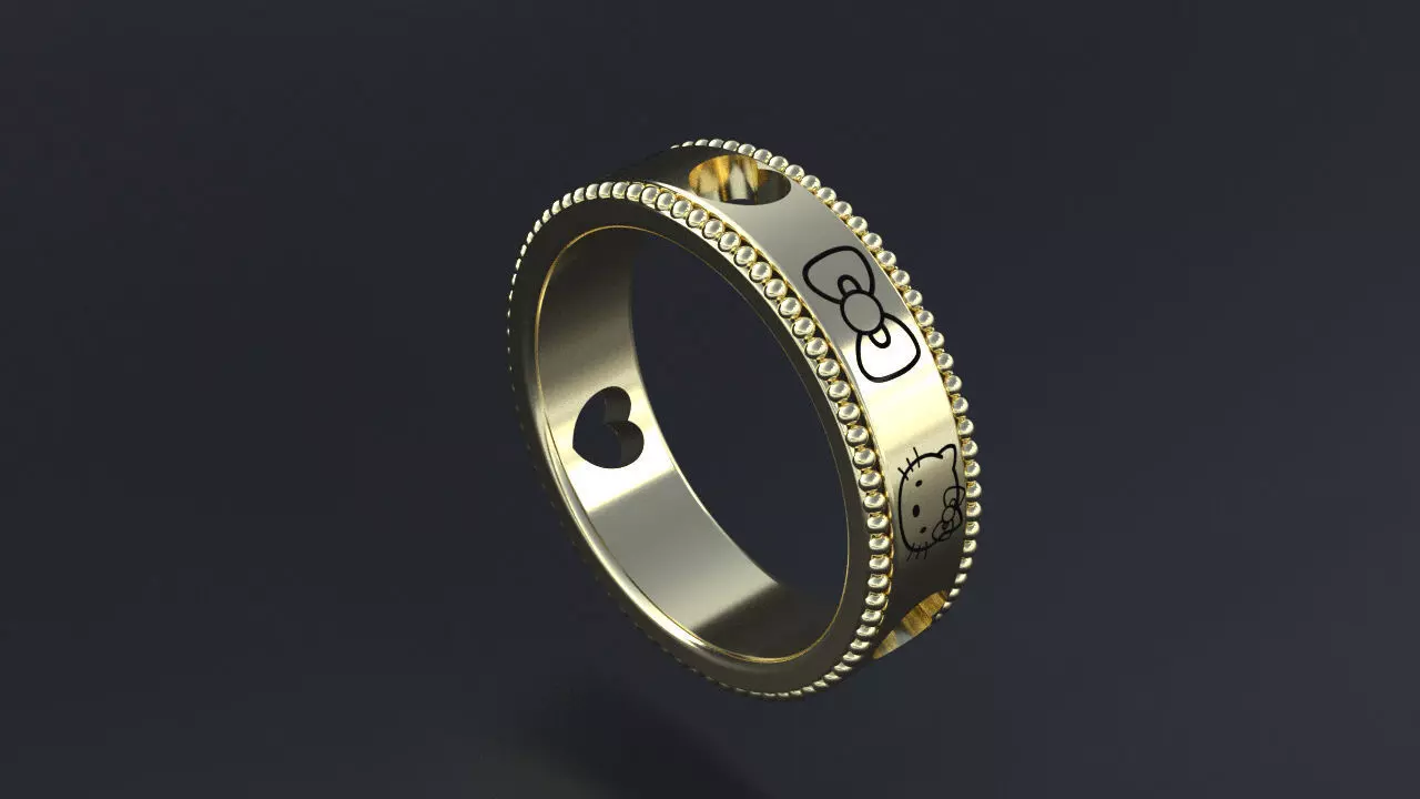 Kitty ring 3D or cnc model print 3D print model 3D print model_0