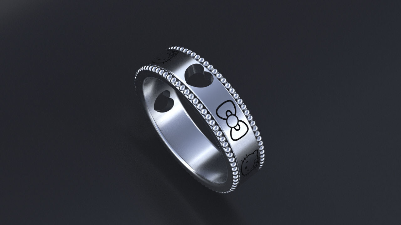 Kitty ring 3D or cnc model print 3D print model 3D print model_4