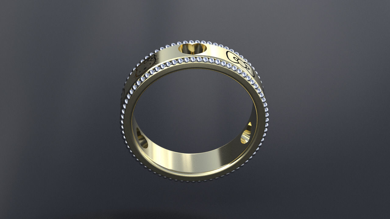 Kitty ring 3D or cnc model print 3D print model 3D print model_2