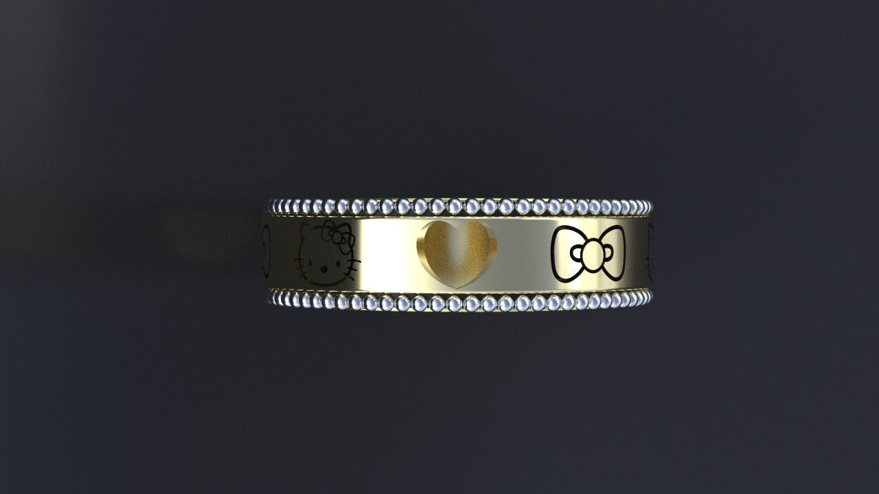 Kitty ring 3D or cnc model print 3D print model 3D print model_1
