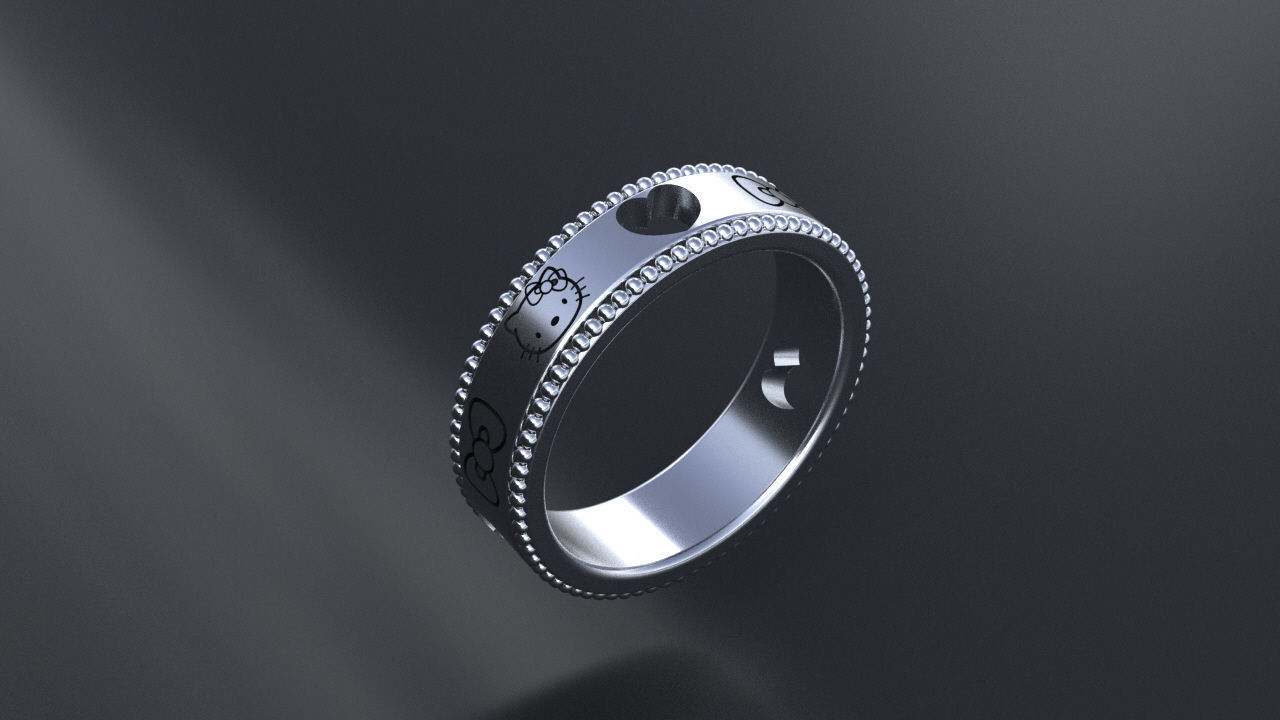 Kitty ring 3D or cnc model print 3D print model 3D print model_6