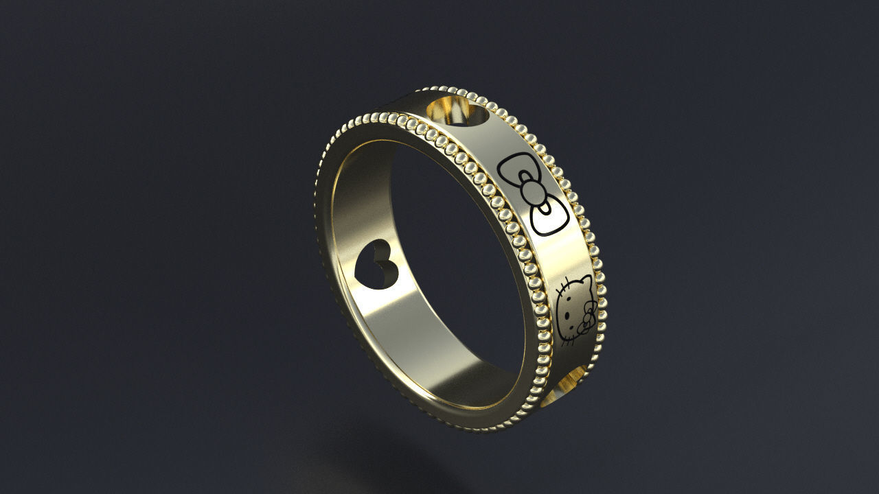 Kitty ring 3D or cnc model print 3D print model 3D print model_7