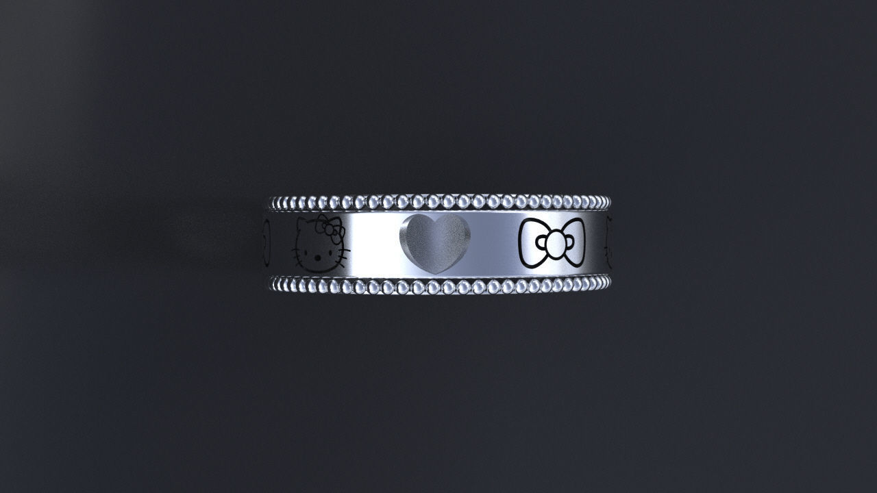 Kitty ring 3D or cnc model print 3D print model 3D print model_5