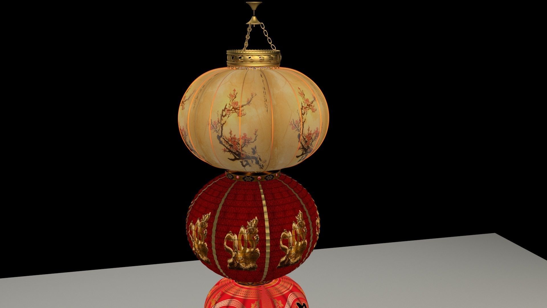 Chinese red lantern 3D model_3