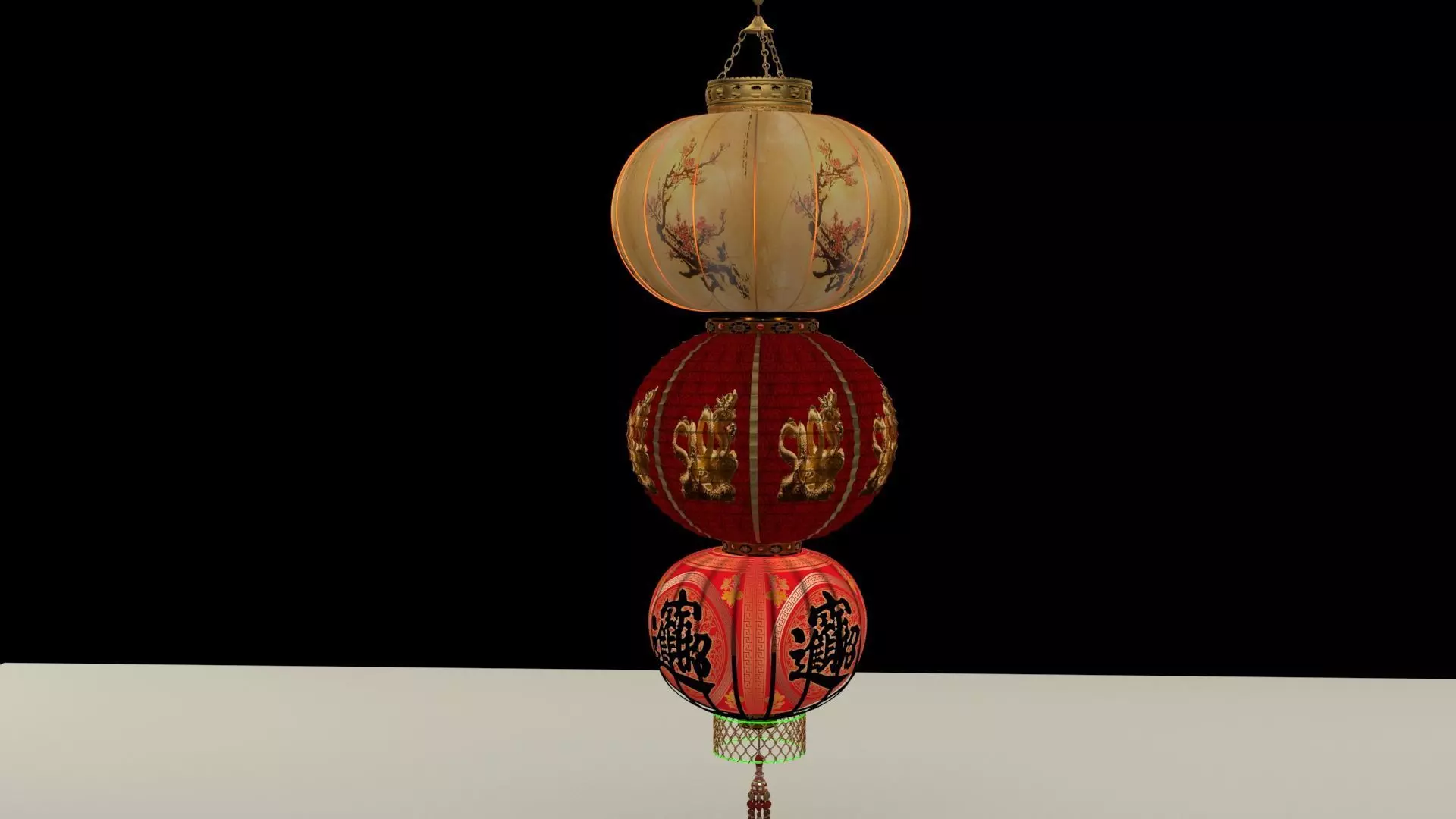Chinese red lantern 3D model_0