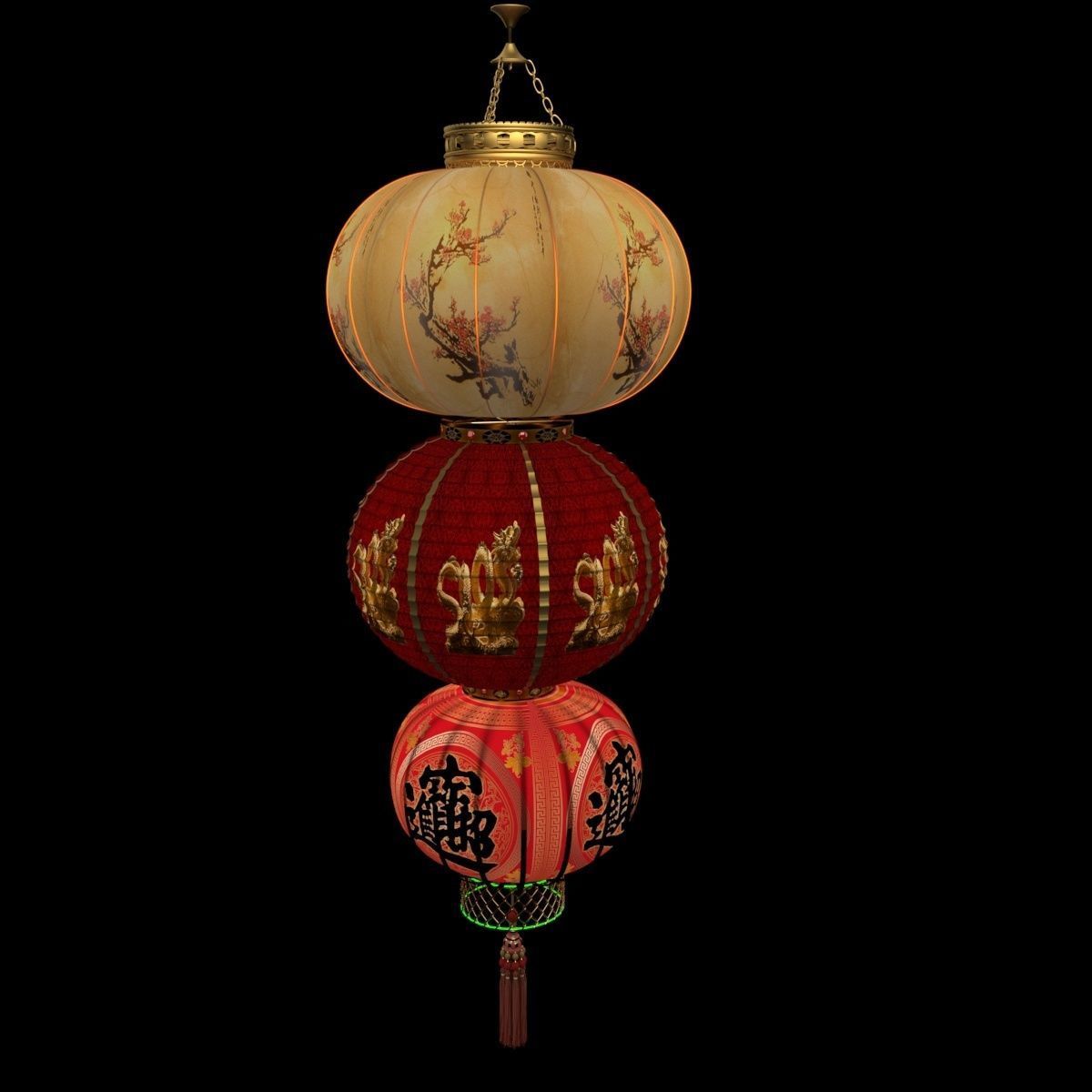 Chinese red lantern 3D model_5