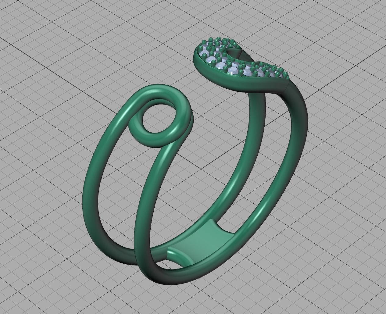 Diamond Safety Pin Ring 3Dprint Gold Ring 3D print model_22