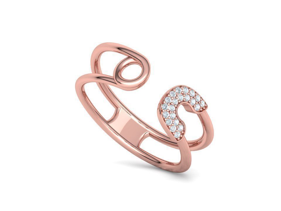 Diamond Safety Pin Ring 3Dprint Gold Ring 3D print model_23