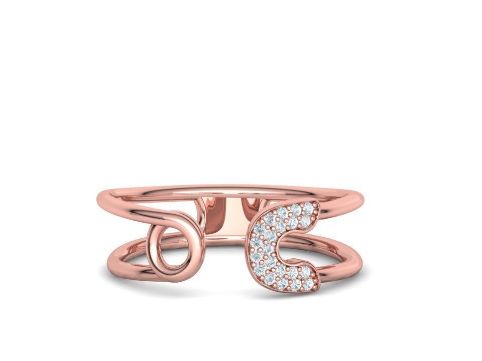 Diamond Safety Pin Ring 3Dprint Gold Ring 3D print model_3