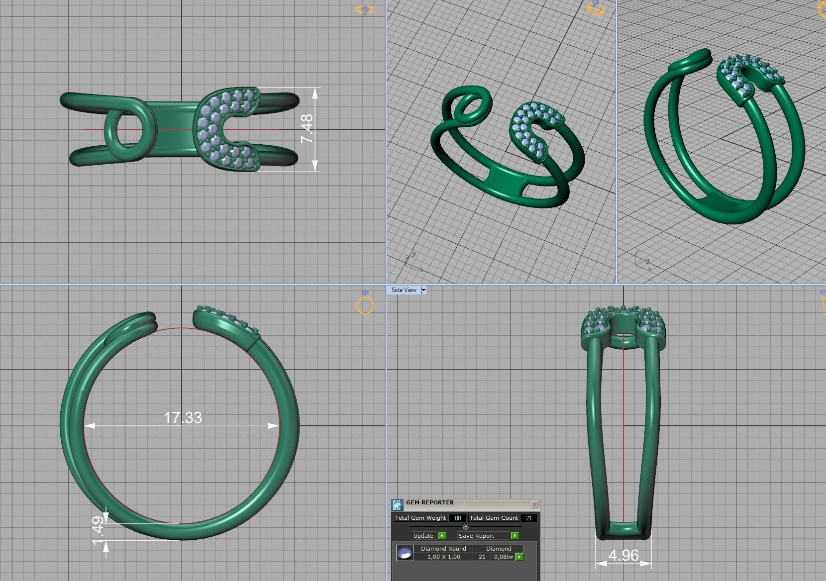 Diamond Safety Pin Ring 3Dprint Gold Ring 3D print model_13