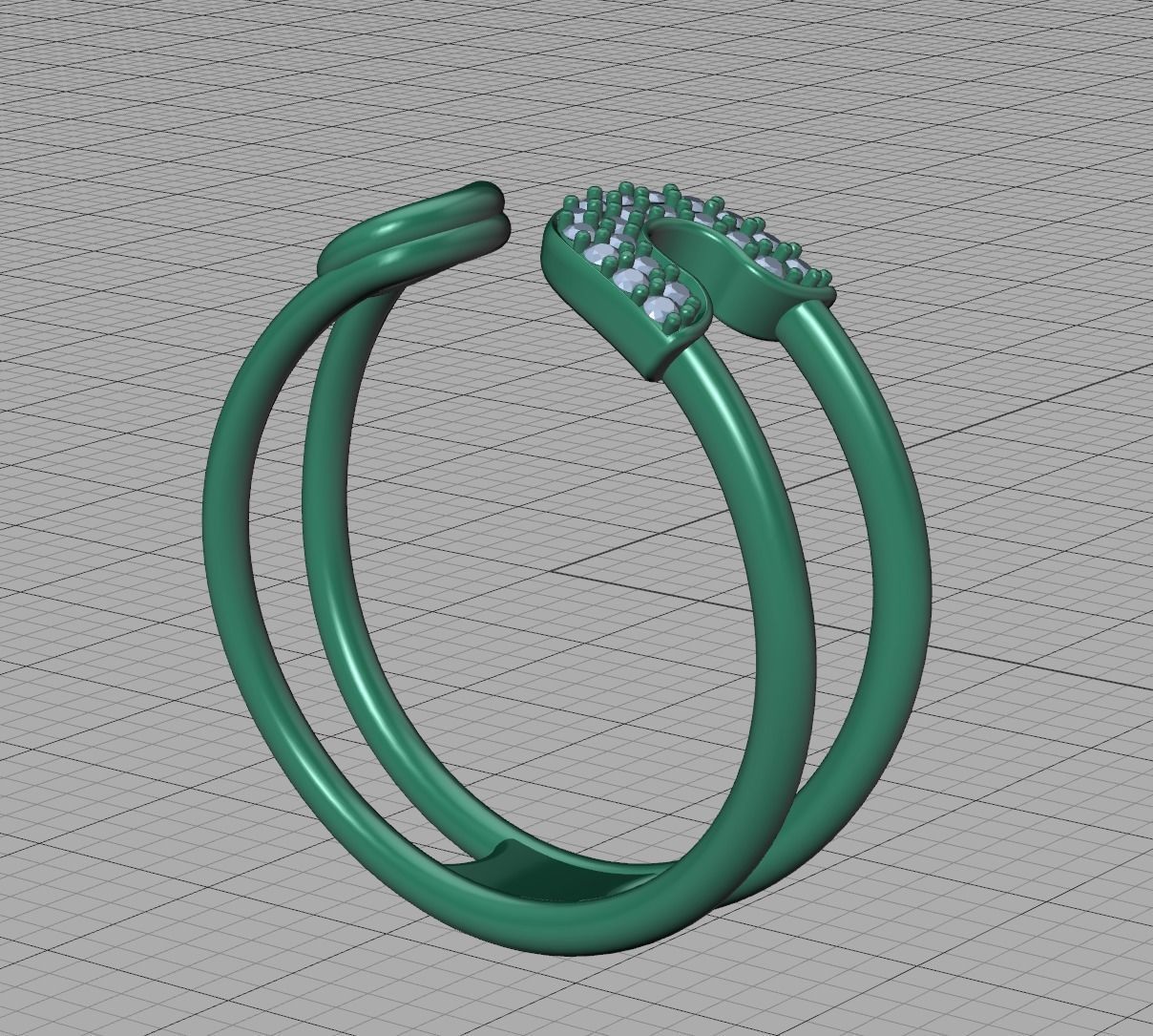 Diamond Safety Pin Ring 3Dprint Gold Ring 3D print model_21