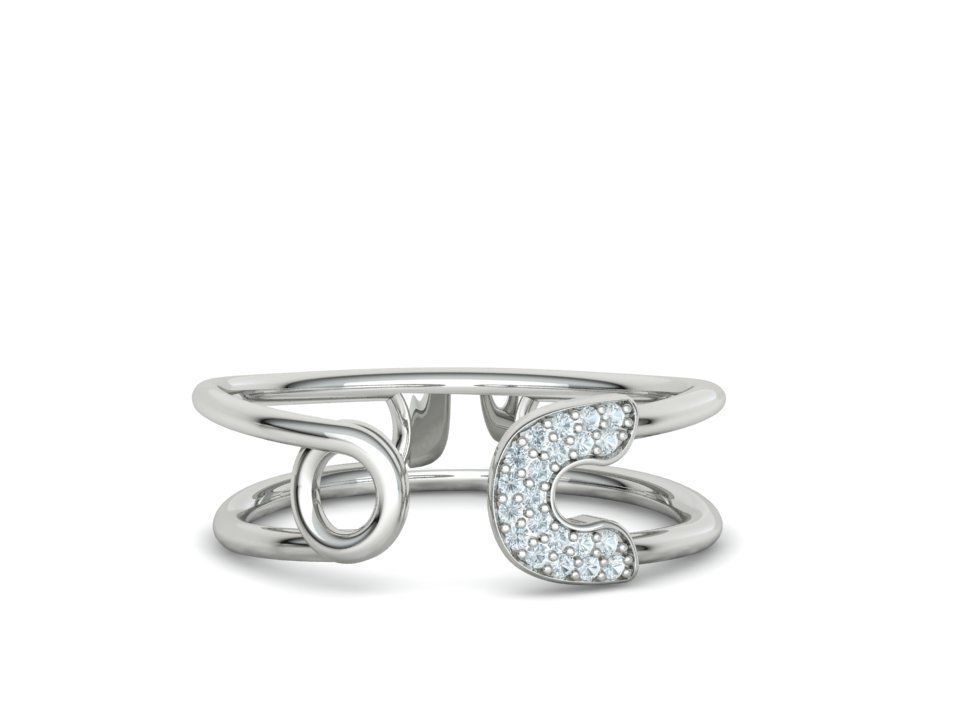 Diamond Safety Pin Ring 3Dprint Gold Ring 3D print model_5