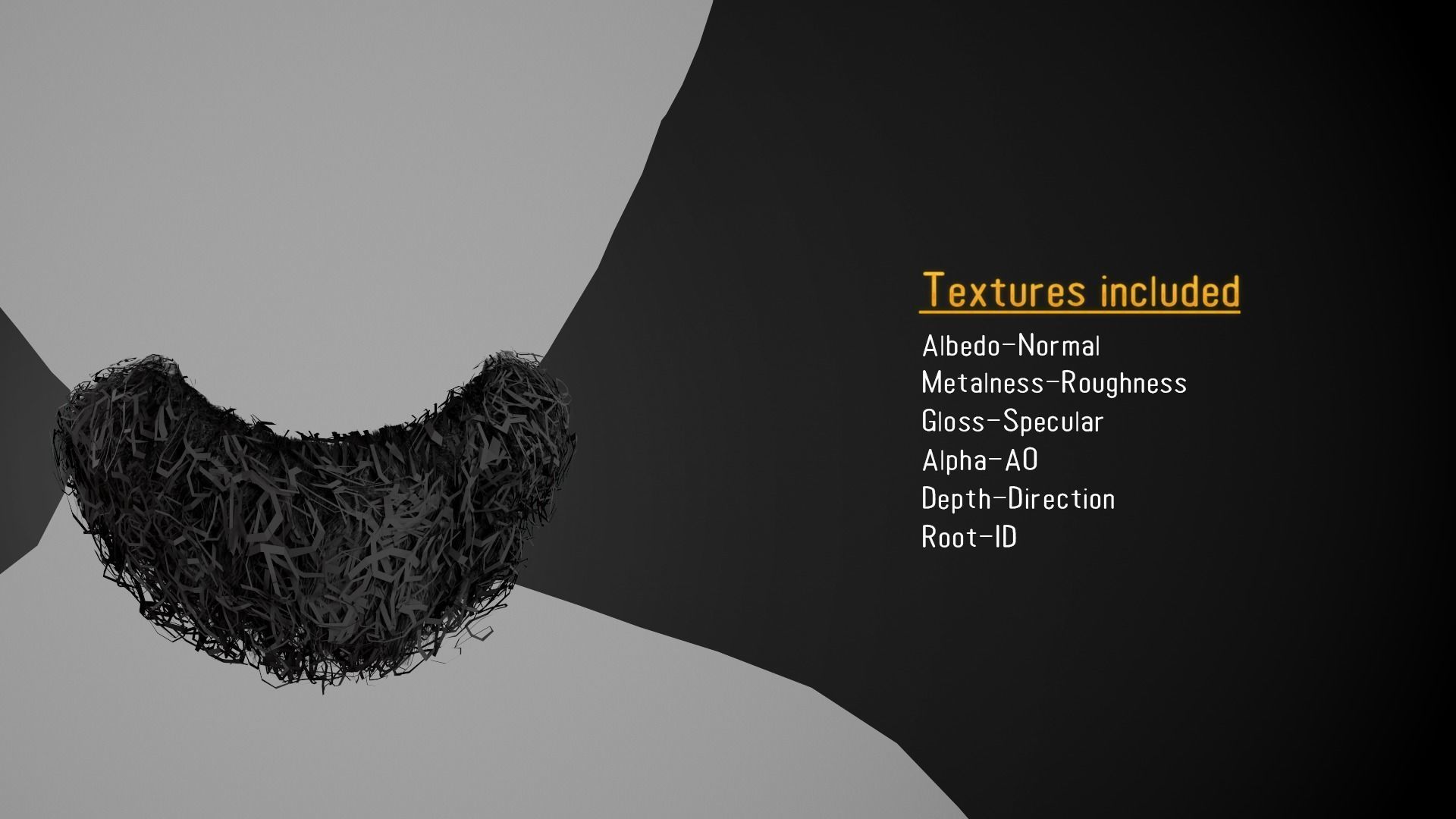 Facial Hair Cards Style 9 - Curly Goatee Beard Low-poly 3D model_1