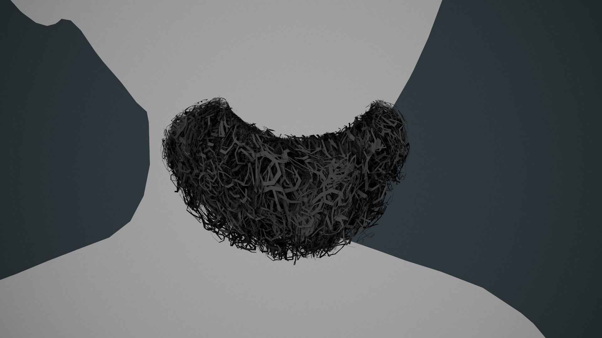 Facial Hair Cards Style 9 - Curly Goatee Beard Low-poly 3D model_2