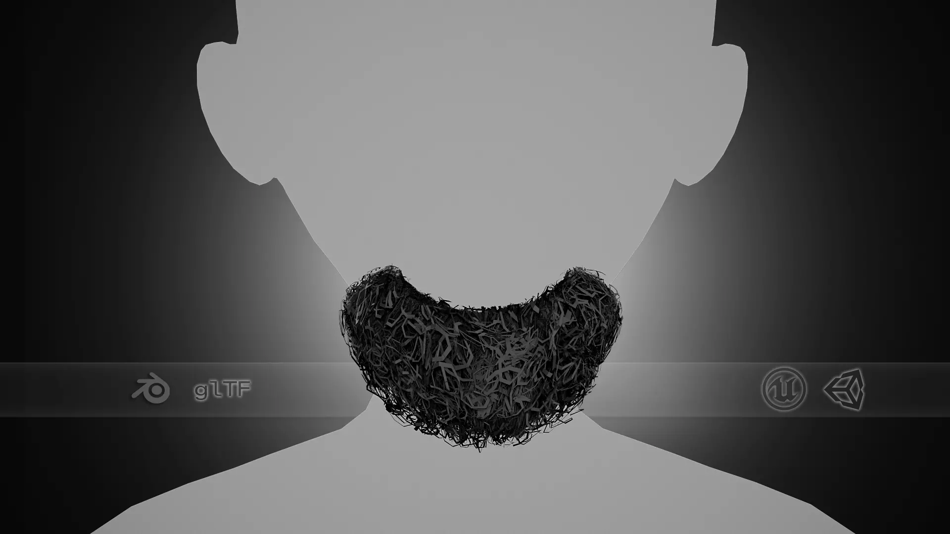 Facial Hair Cards Style 9 - Curly Goatee Beard Low-poly 3D model_0