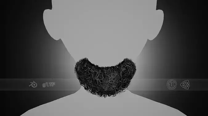 Facial Hair Cards Style 9 - Curly Goatee Beard Low-poly 3D model