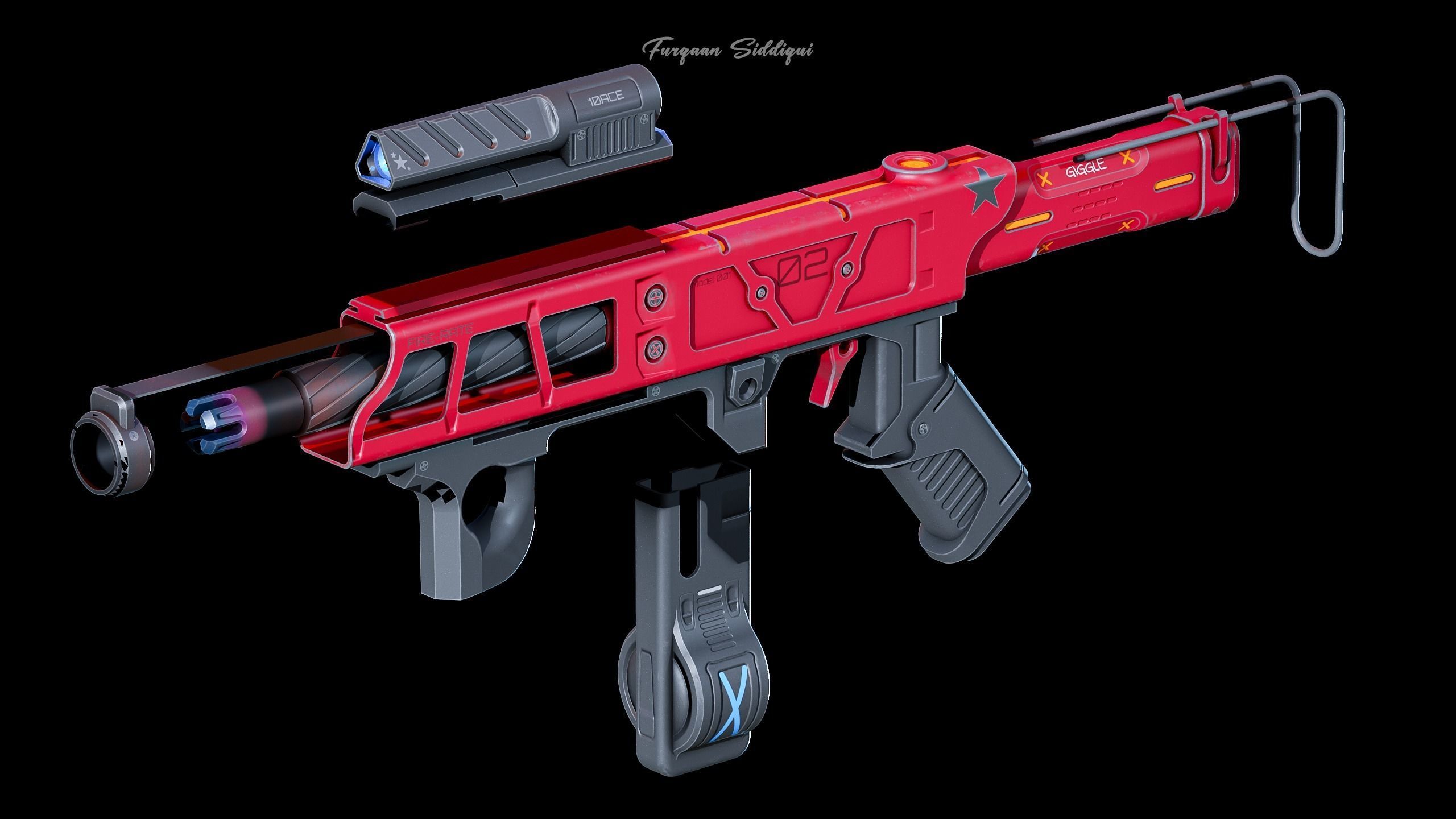 Sci-fi Rifle SSCC Low-poly 3D model_5