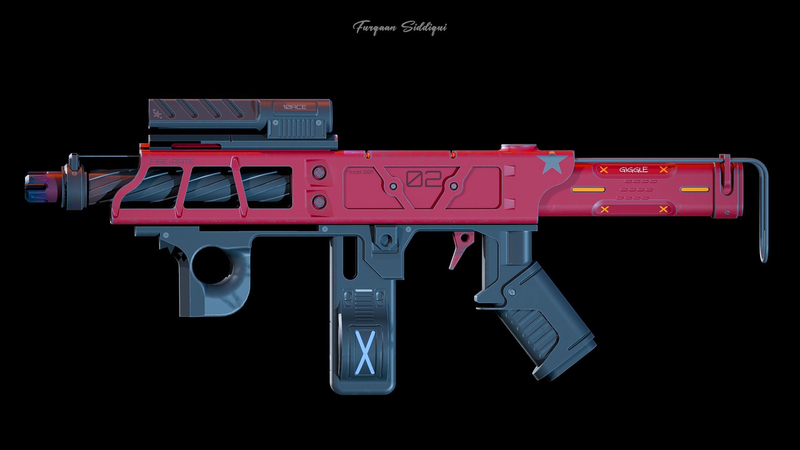 Sci-fi Rifle SSCC Low-poly 3D model_8