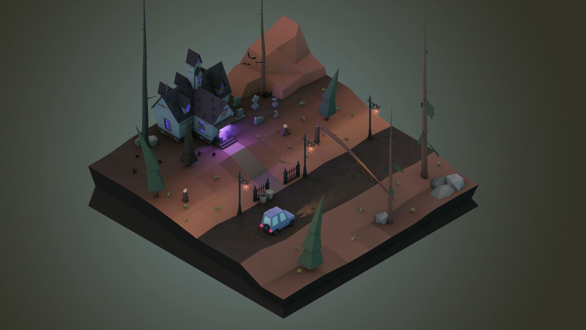 Low Poly Fantasy Scary Creepy Dark Halloween Asset Pack Low-poly 3D model_27