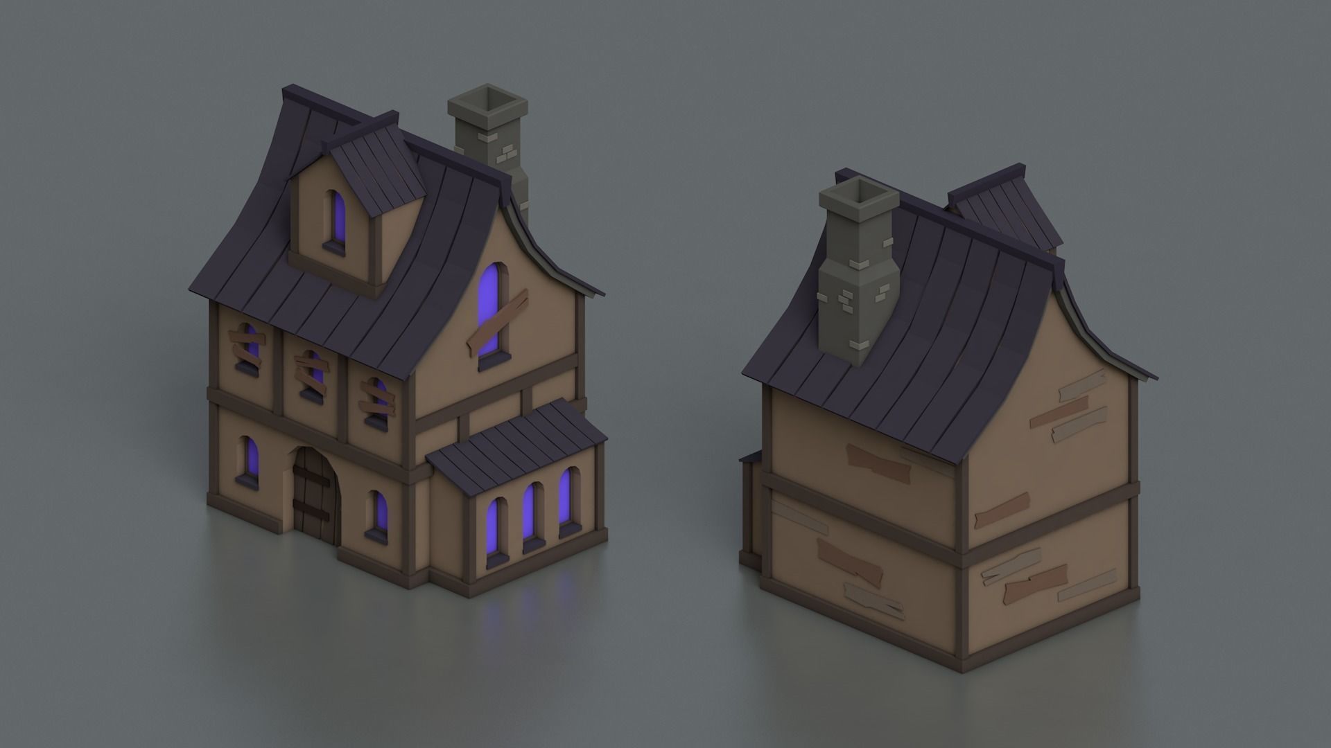 Low Poly Fantasy Scary Creepy Dark Halloween Asset Pack Low-poly 3D model_8