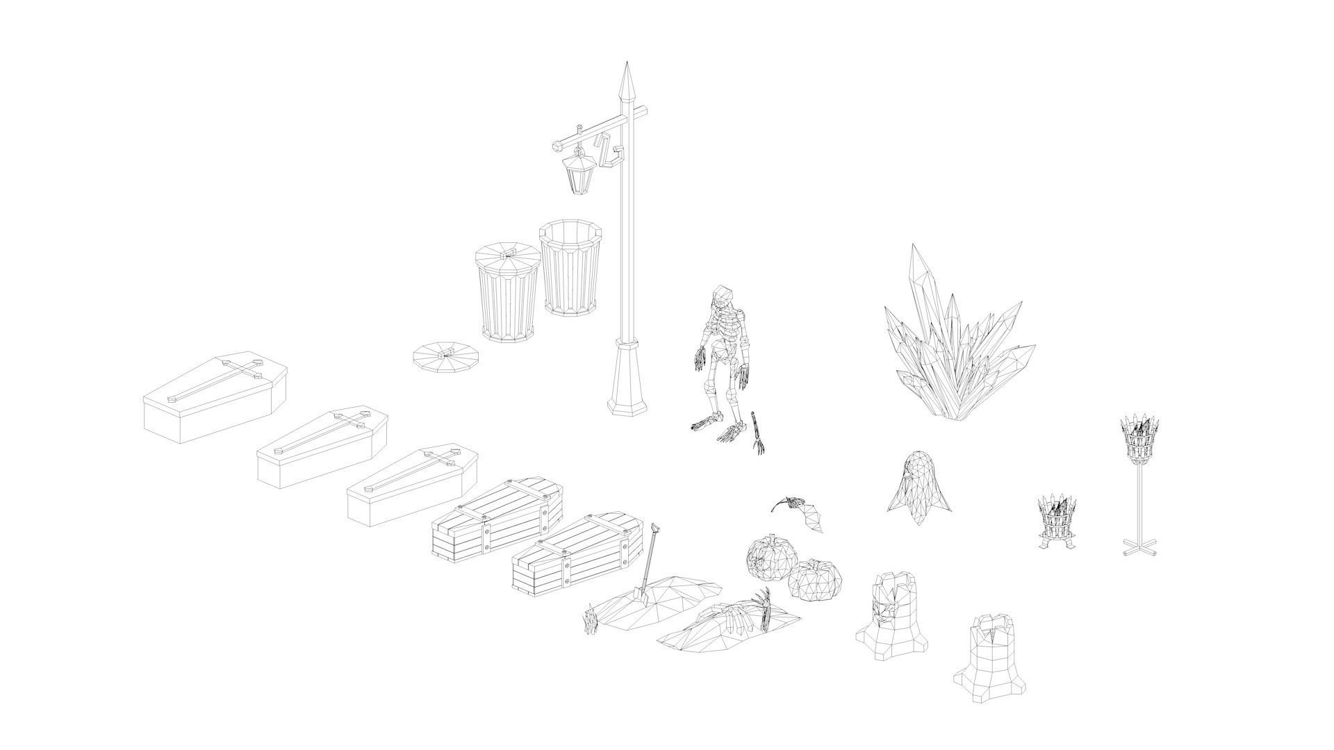 Low Poly Fantasy Scary Creepy Dark Halloween Asset Pack Low-poly 3D model_20