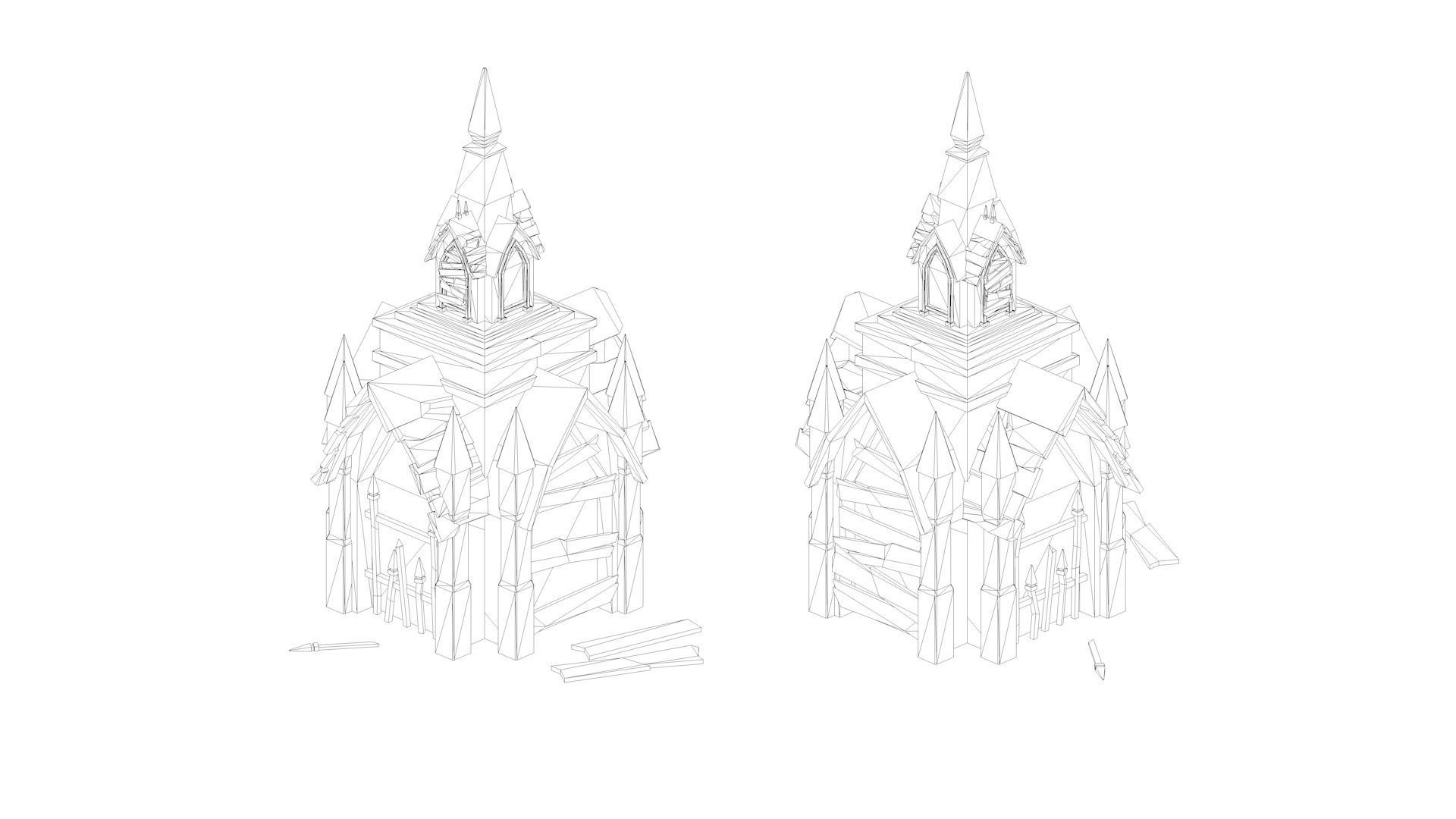 Low Poly Fantasy Scary Creepy Dark Halloween Asset Pack Low-poly 3D model_12