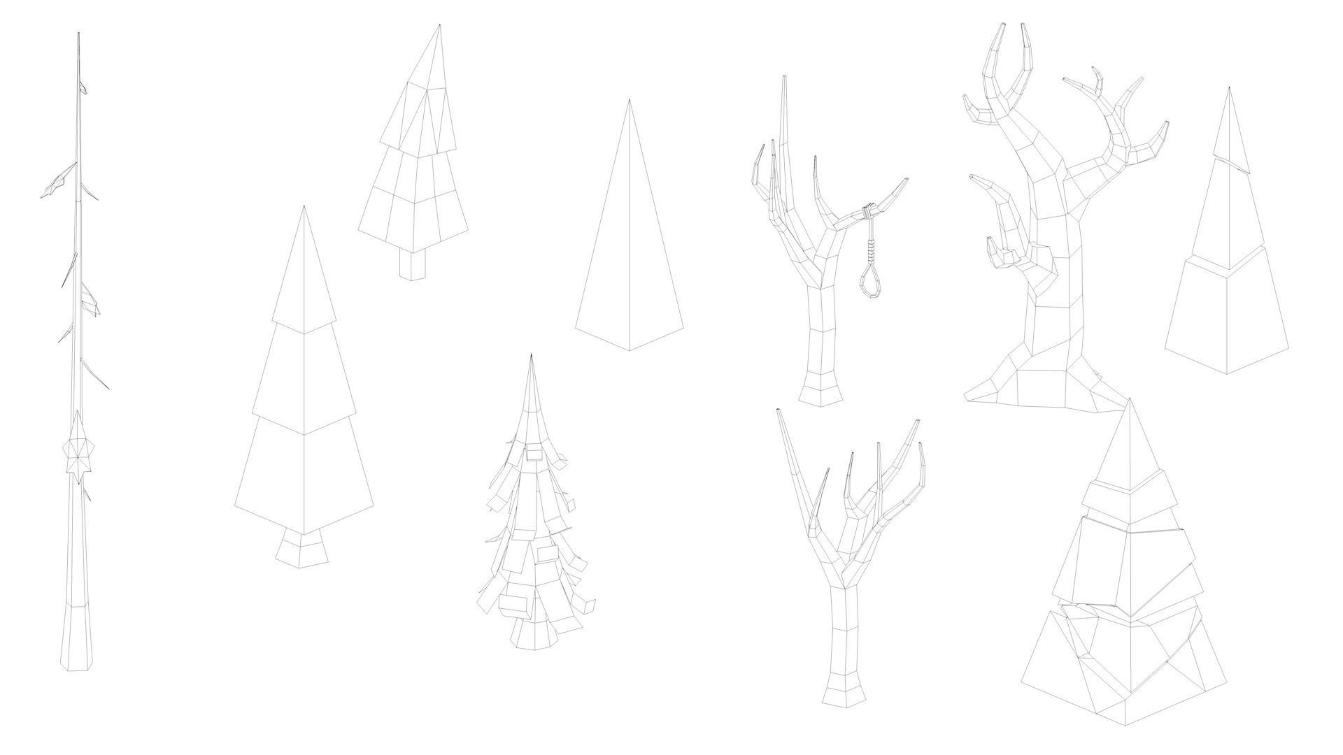 Low Poly Fantasy Scary Creepy Dark Halloween Asset Pack Low-poly 3D model_26