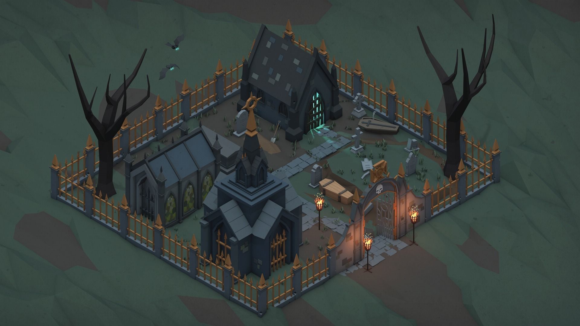 Low Poly Fantasy Scary Creepy Dark Halloween Asset Pack Low-poly 3D model_28