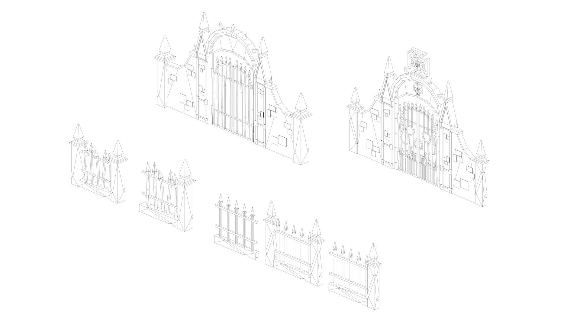 Low Poly Fantasy Scary Creepy Dark Halloween Asset Pack Low-poly 3D model_18