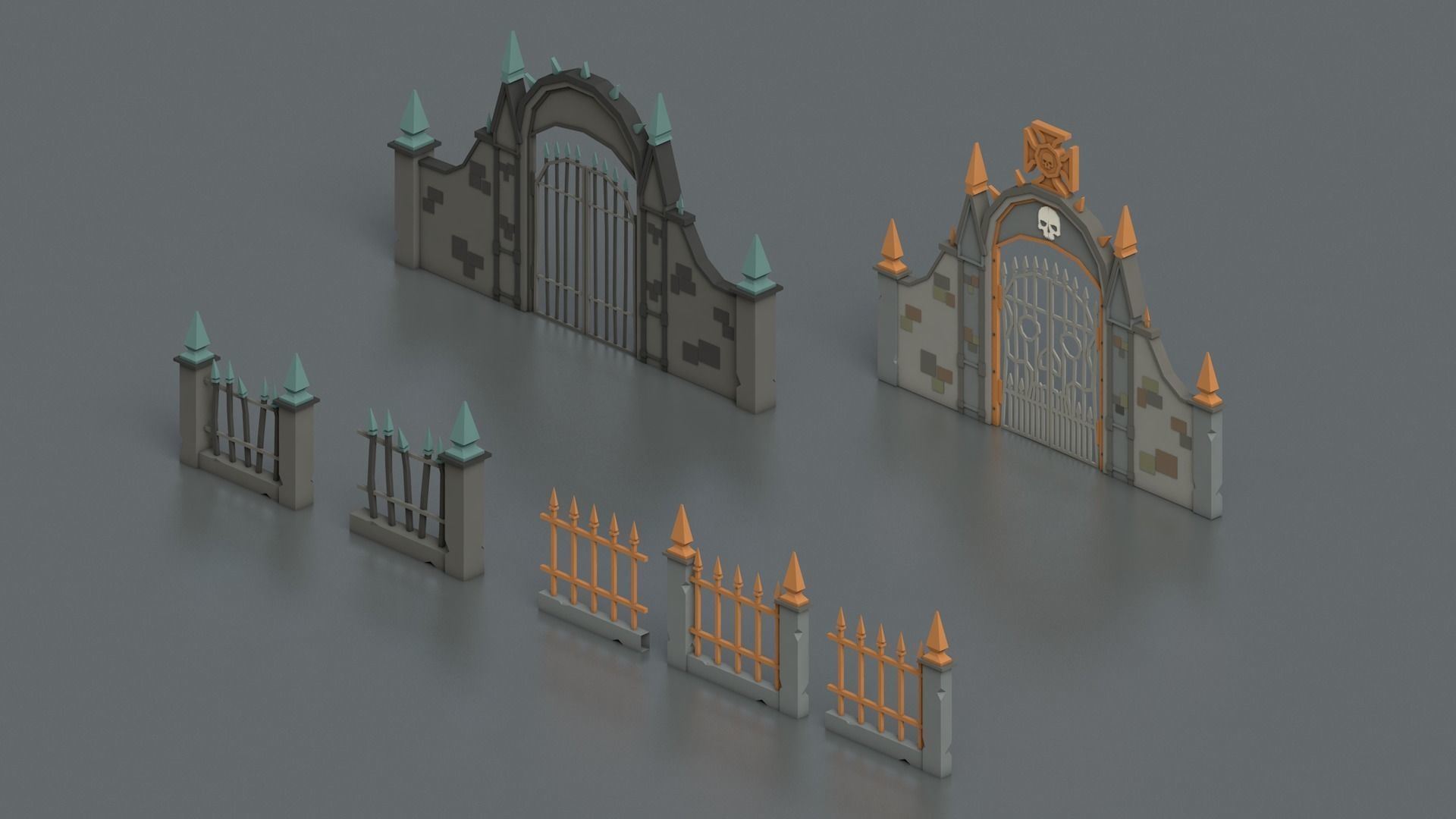 Low Poly Fantasy Scary Creepy Dark Halloween Asset Pack Low-poly 3D model_17