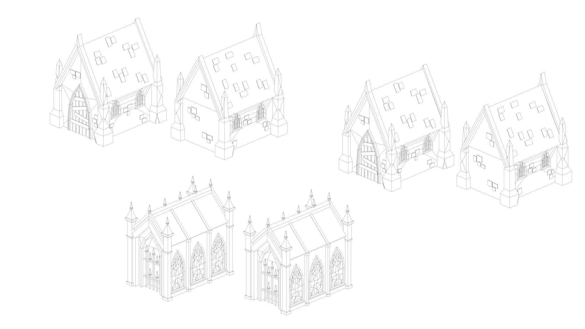 Low Poly Fantasy Scary Creepy Dark Halloween Asset Pack Low-poly 3D model_16