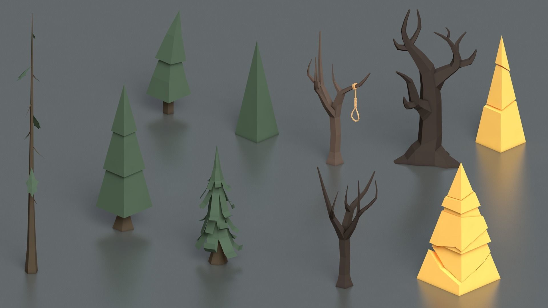 Low Poly Fantasy Scary Creepy Dark Halloween Asset Pack Low-poly 3D model_25