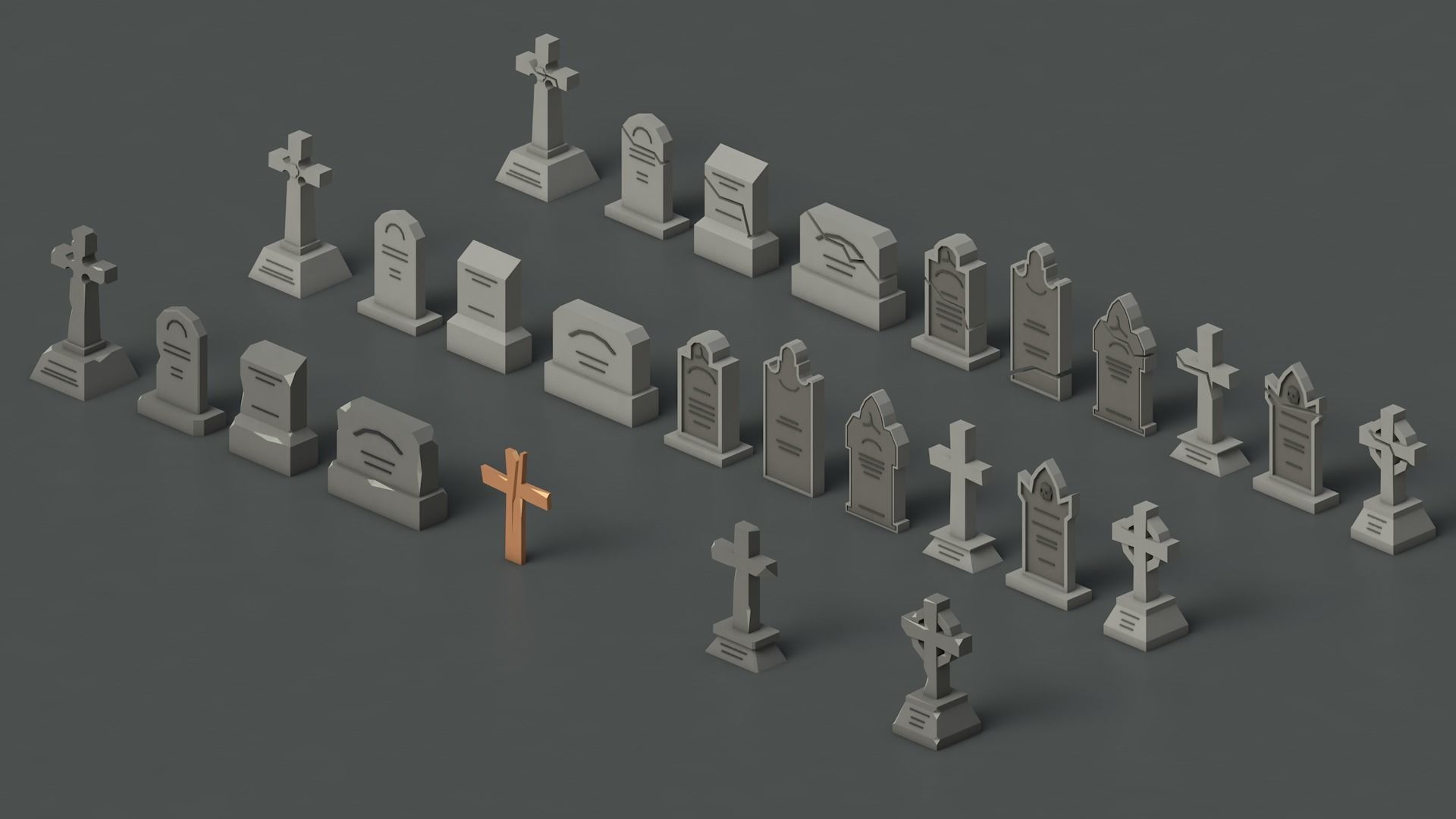 Low Poly Fantasy Scary Creepy Dark Halloween Asset Pack Low-poly 3D model_21