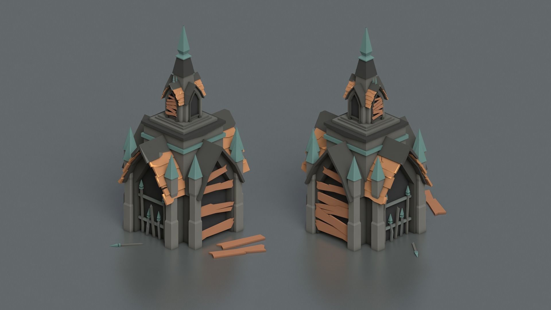 Low Poly Fantasy Scary Creepy Dark Halloween Asset Pack Low-poly 3D model_11