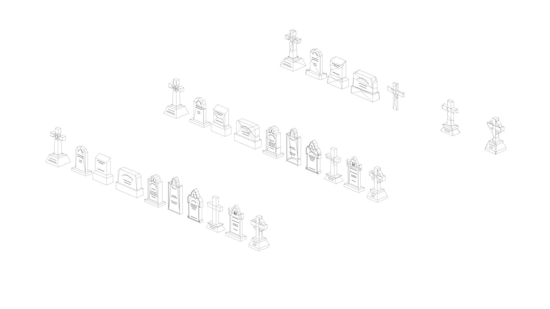 Low Poly Fantasy Scary Creepy Dark Halloween Asset Pack Low-poly 3D model_22